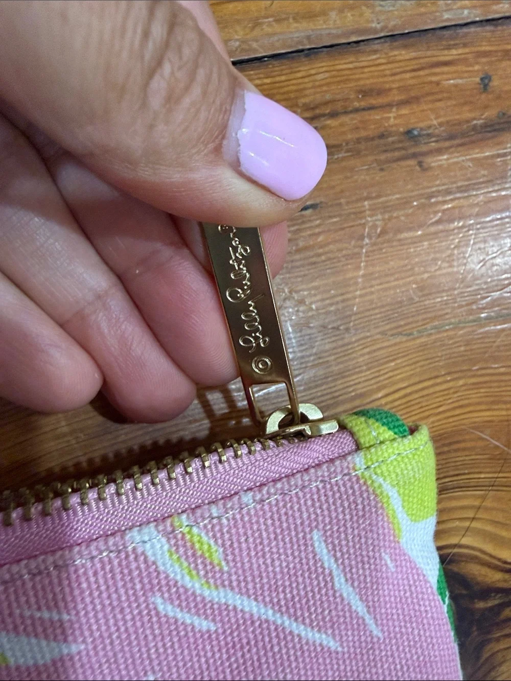 Lilly Pulitzer Tropical Floral wristlet clutch purse Organizer w/ arm ring 7x5